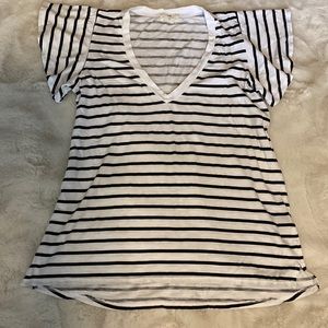 T.La Anthropologie flutter sleeve striped tee NWOT!